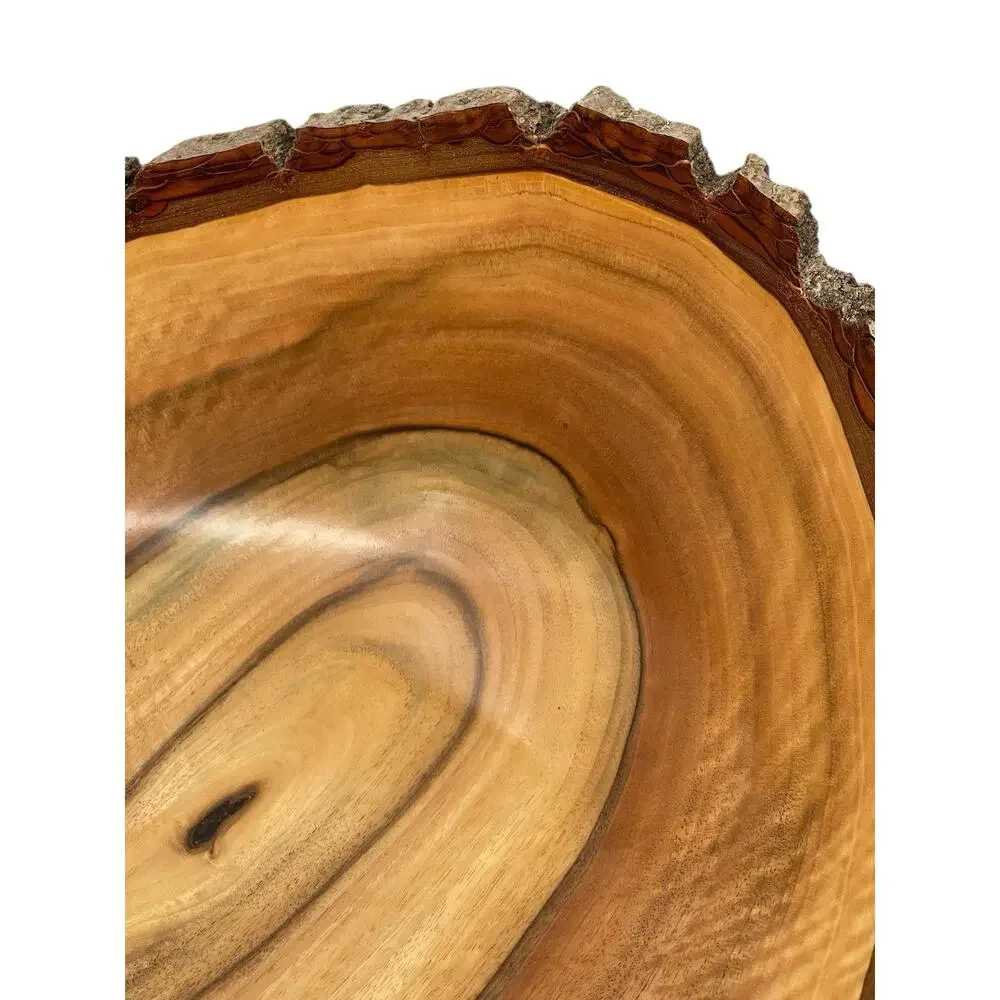 Hand Carved English Walnut Live Edge Bowl Signed Carl Ruhle